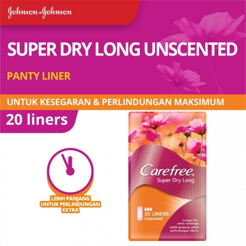 Carefree Super Dry Long Unscented Panty Liner Pembalut Wanita - 20 S